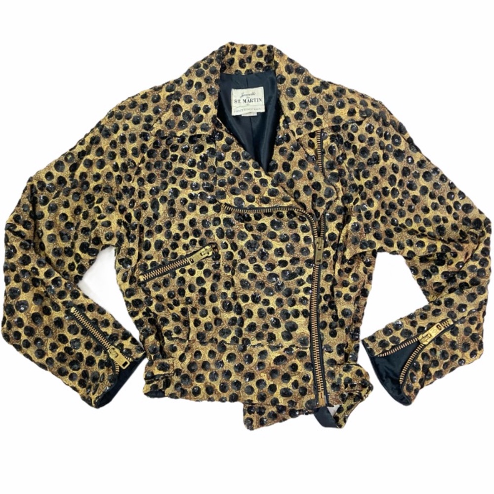 Jeanette Kastenberg Sequin Leopard Biker Jacket